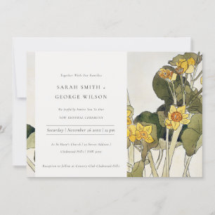 Rustik Gult Daffodil Blommigt Vow Renewal Inbjudan