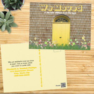 Rustik Gult Doors Flowers Vi Flyttat meddelande Vykort