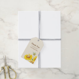 Rustik Gult Solrosfärgad Märkre för vattenfärg, gi Presentetikett