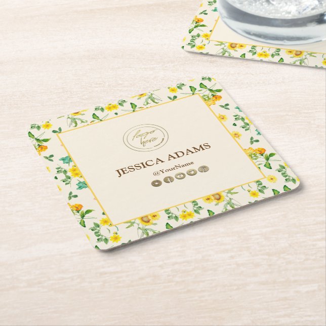 Rustik Gult SolrosfärgsUnderlägg Underlägg Papper Kvadrat (Vinklad)