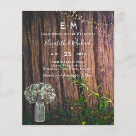 Rustik Gypsophila Ljus Mason Burk BUDGET Inbjudan Flygblad