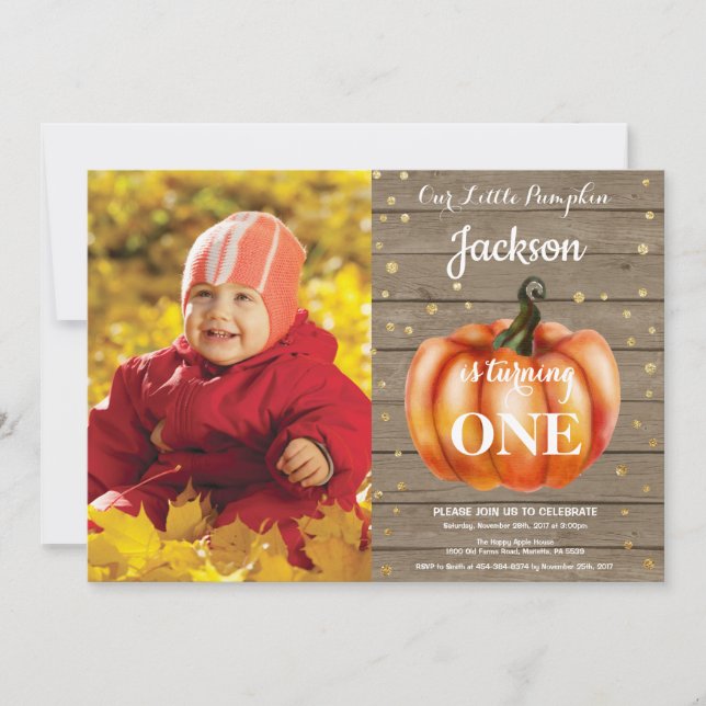 Rustik Halloween-födelsedagsinbjudan Guld Inbjudningar (Framsida)