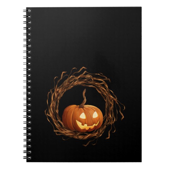 Rustik Halloween Jack O Lantern Kvistrans Ram Anteckningsbok (Framsidan)