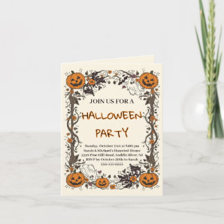 Rustik Halloweenfest med Pumpa & Spöke Inbjudan