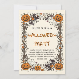 Rustik Halloweenfest med Pumpa & Spöke Inbjudningar