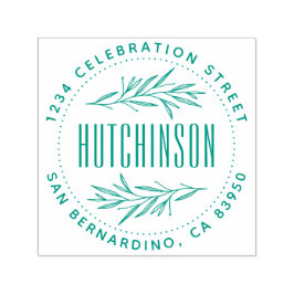 Rustik handdragen Grenar Round-Returadress Självfärgande Stämpel