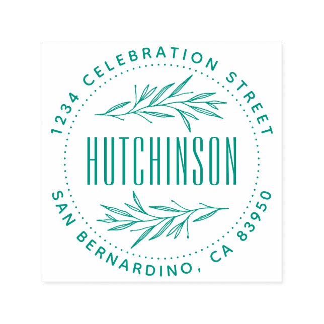 Rustik handdragen Grenar Round-Returadress Självfärgande Stämpel (Design)