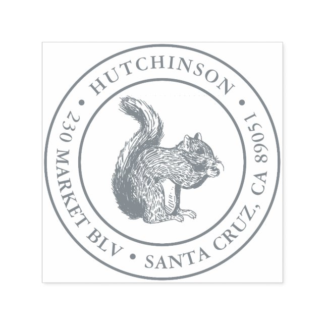 Rustik handdragen Returadress för ekorrerundan Självfärgande Stämpel (Design)