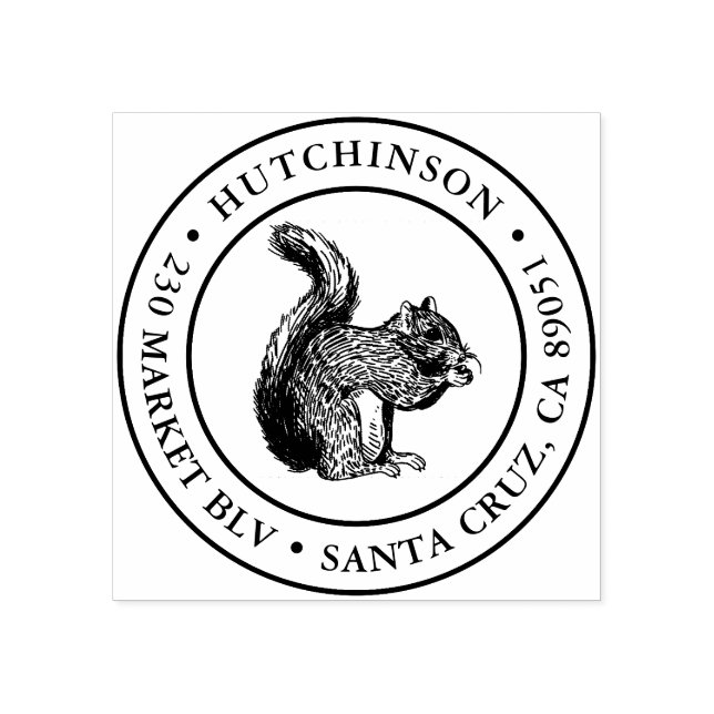 Rustik handdragen Returadress för ekorrerundan Stämpel (Tryck)