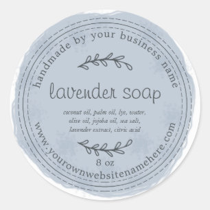 Rustik, handgjord av lavender Soap Watercolor Blue Runt Klistermärke