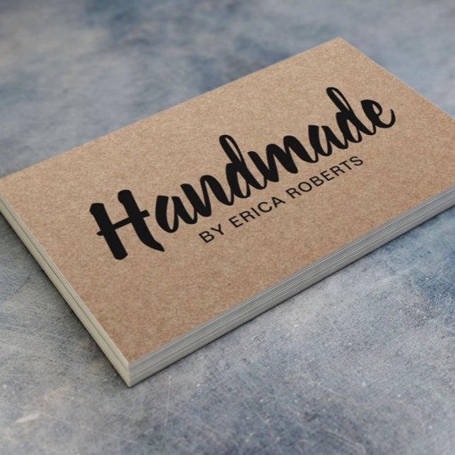 Rustik handgjord fet text, minimalistisk kraft visitkort (Skapare uppladdad)