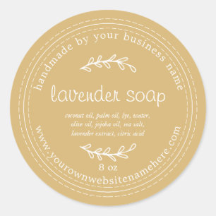 Rustik handgjord Gult för lavender Soap Höst Runt Klistermärke