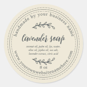 Rustik handgjord Lavender Soap Antique White Runt Klistermärke