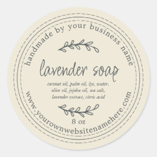 Rustik handgjord Lavender Soap Antique White Runt Klistermärke