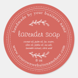 Rustik handgjord lavender Soap Autumn Red Runt Klistermärke