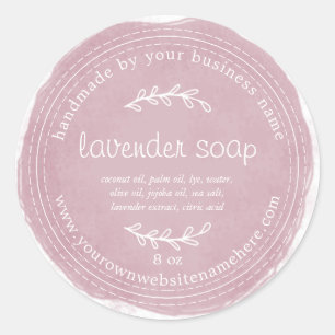 Rustik handgjord Lila av vattenfärg i lavender Soa Runt Klistermärke