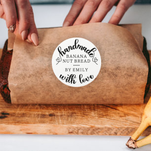 Rustik handgjord med Kärlek-skript Heart Baked Goo Runt Klistermärke