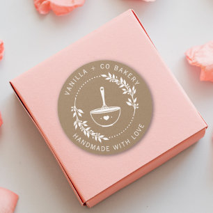 Rustik handgjord med Kärlek Whisk Bakery Business Runt Klistermärke