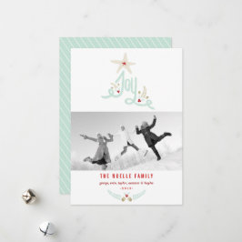 Rustik Handritad Glädje Kalligrafi Löv Foto Julkort