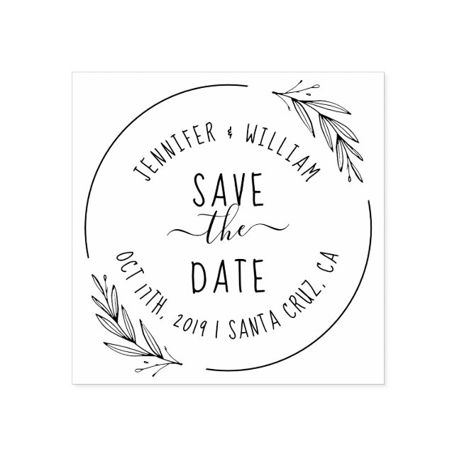 Rustik handskriven Par Namn Spara datum Stämpel (Tryck)