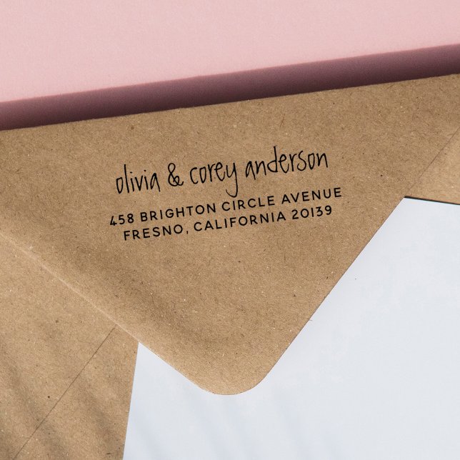 Rustik handstil och modern Returadress Par Stämpel (Rubber Stamp Mock-up)