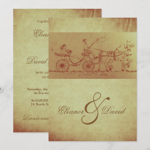 Rustik häst och vintage bröllop inbjudningar