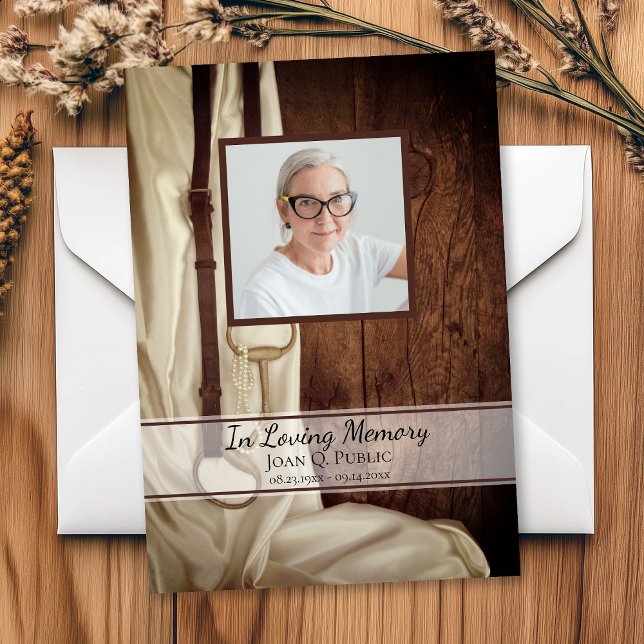 Rustik hästbetsbits satin begravning minneshögtid  tack kort (Skapare uppladdad)