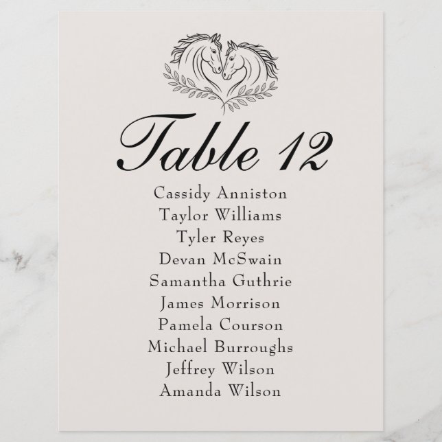 Rustik Hästland Western Bröllop Placeringsplan (Framsida)
