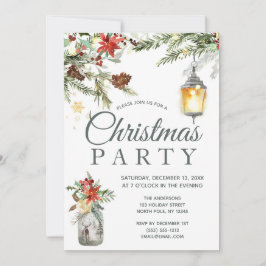 Rustik Helgdag Blommigt Ljus jul Party Inbjudningar