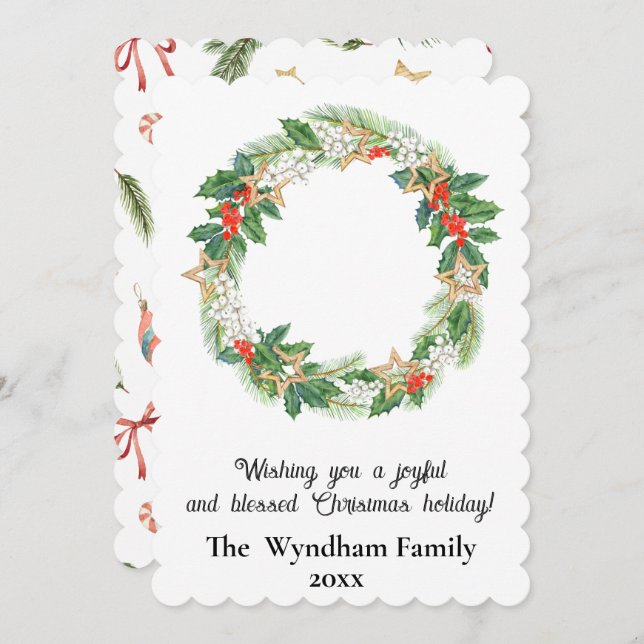 Rustik Helgdag vid jul i Land, utandning utan foto Julkort (Fram/baksida)