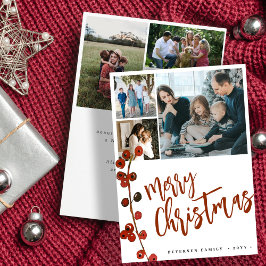 Rustik heliga berry 6 fotocollage God jul Julkort