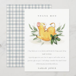 Rustik Heliga Cow Farm Foliage Baby Shower Tack Kort