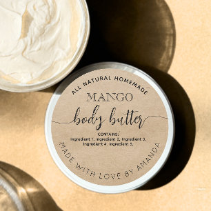 Rustik hemmagjord BODY BUTTER Etikett