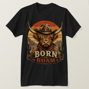 Rustik Highland Ko Highland Cowboy Öken Solnedgång T Shirt