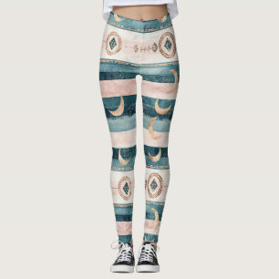 Rustik himmelsstrip Moon Sun Earthy (10) Leggings