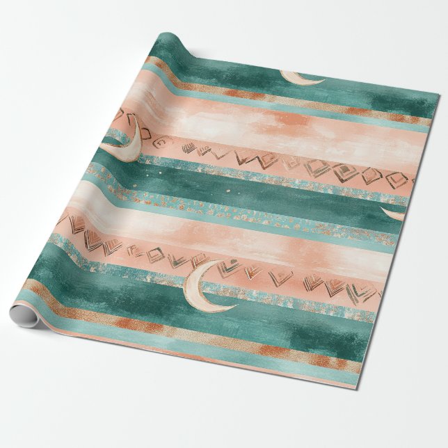 Rustik himmelsstrip Moon Sun Earthy (8) Presentpapper (Utrullad)