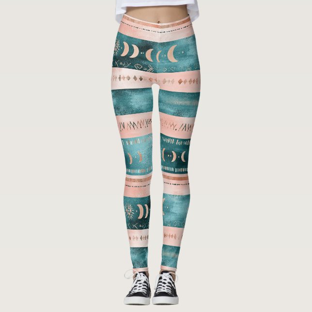Rustik himmelsstrip Moon Sun Earthy Leggings (Framsida)