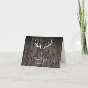 Rustik Hjort Antlers & Carved Heart - tackkort