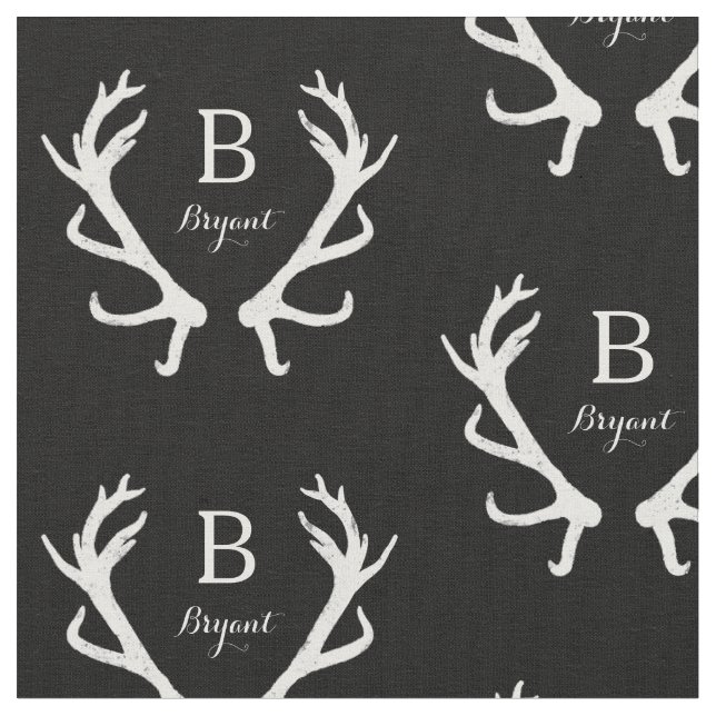 Rustik Hjort Antlers Monogram, välj Färg Tyg (Närbild)