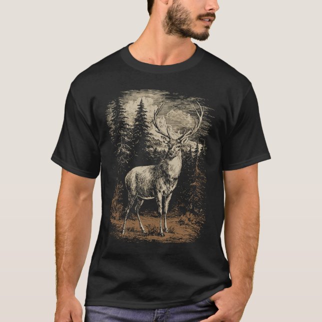 Rustik hjort kronhjort älg Graphic T Shirt (Framsida)