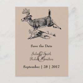 Rustik hjorthjorts skogshjort bröllop Spara datum Meddelande Vykort
