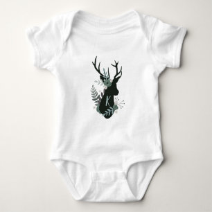 Rustik hjorthuvud Blommig monogram initial T Shirt
