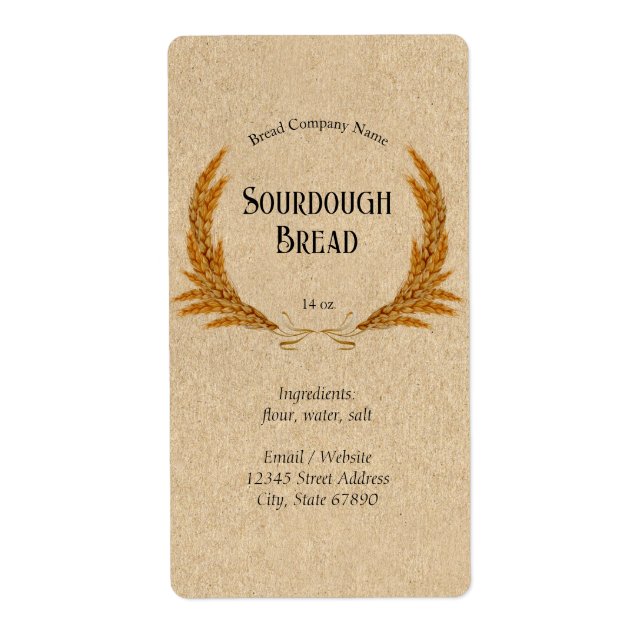 Rustik Homemade Bread Wheat Utandning Fraktsedel (Framsidan)