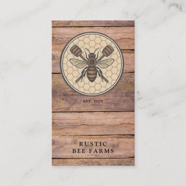 Rustik Honungsbi Bihållare Apiary Visitkort (Framsida)