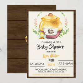 Rustik honungspot & Bee Baby Shower Inbjudningar