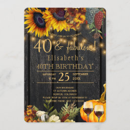 Rustik höst 40 och fantastiska år 40-årsdag inbjudningar