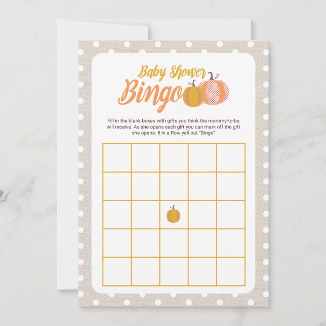 Rustik höst baby shower Bingo spelkort Inbjudningar (Framsida)