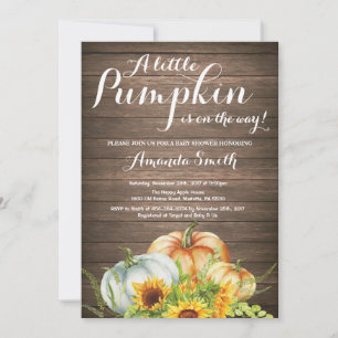 Rustik Höst- Baby Shower-inbjudan med Pumpa Inbjudningar