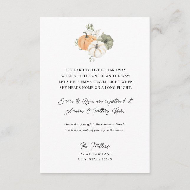 Rustik höst baby shower kort för långdistans (Framsida)