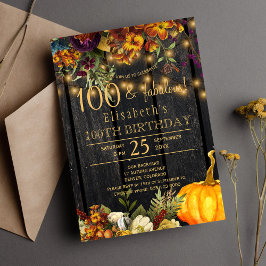 Rustik höst blommande chic 100 fantastiska år inbjudningar
